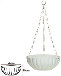 Vaso Moranga C/Corrente Pendurar Branco 10x26cm